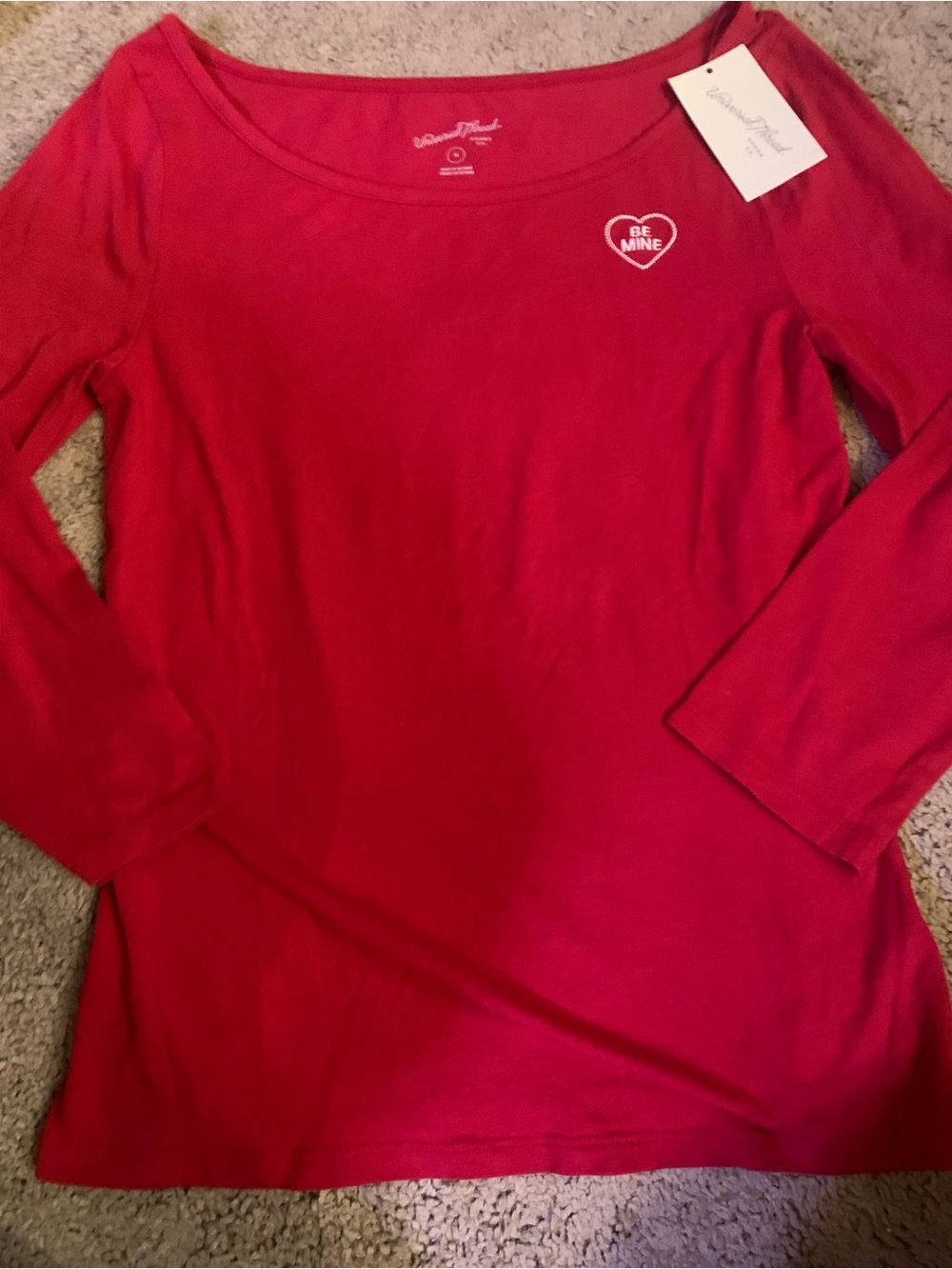 Universal Thread Red Scoop Neck Top - Be Mine Heart - size M